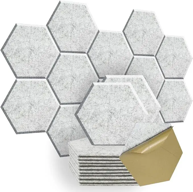 12Pcs Acoustic Insulation Soundproofing Wall Panels Home Studio Noise Decor Bedroom Sound-Absorbing Polyester Acoustic Panels
