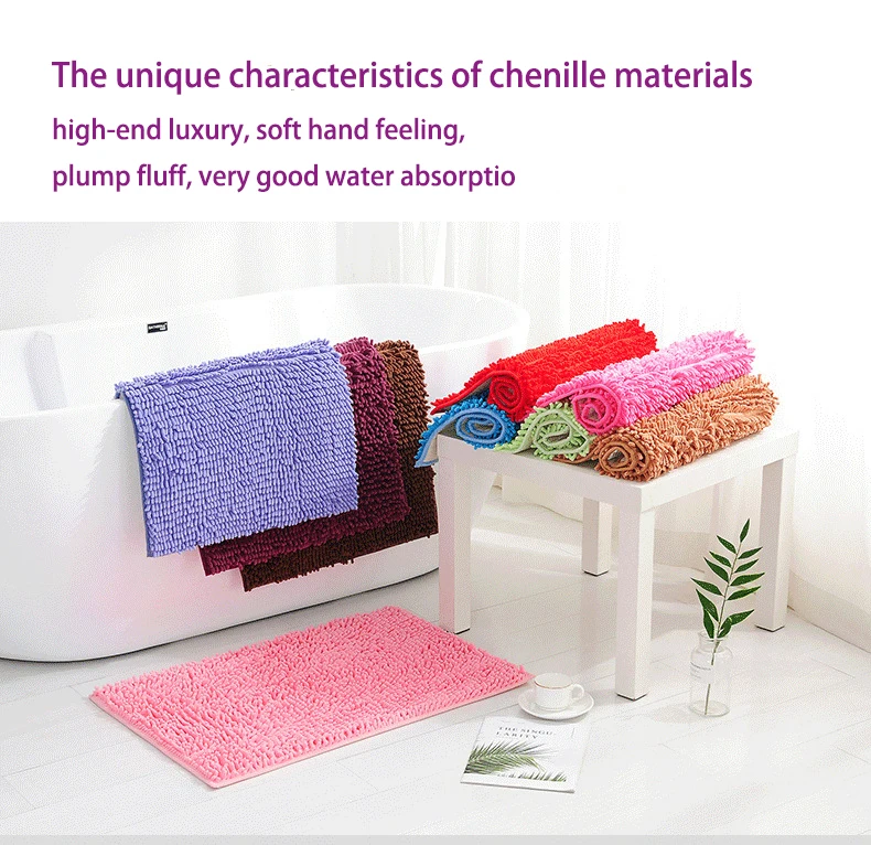 
Non Slip Shaggy Chenille Bath Mat for Bathroom Rug Microfiber Water Absorbent Bath mat 