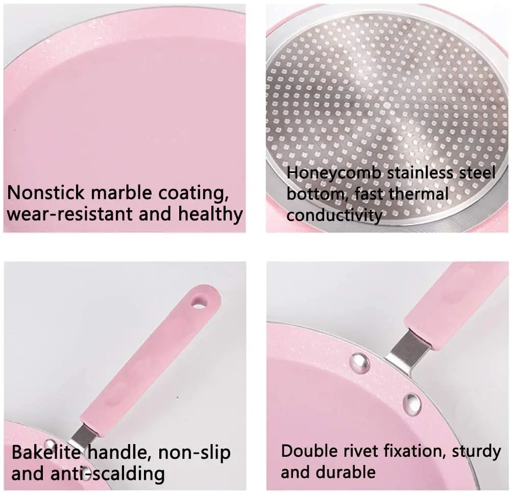 pink color Pancake pan Pressed Aluminium non stick Shallow frying pan Kitchen utensils panela rosa induction bottom crepe pan