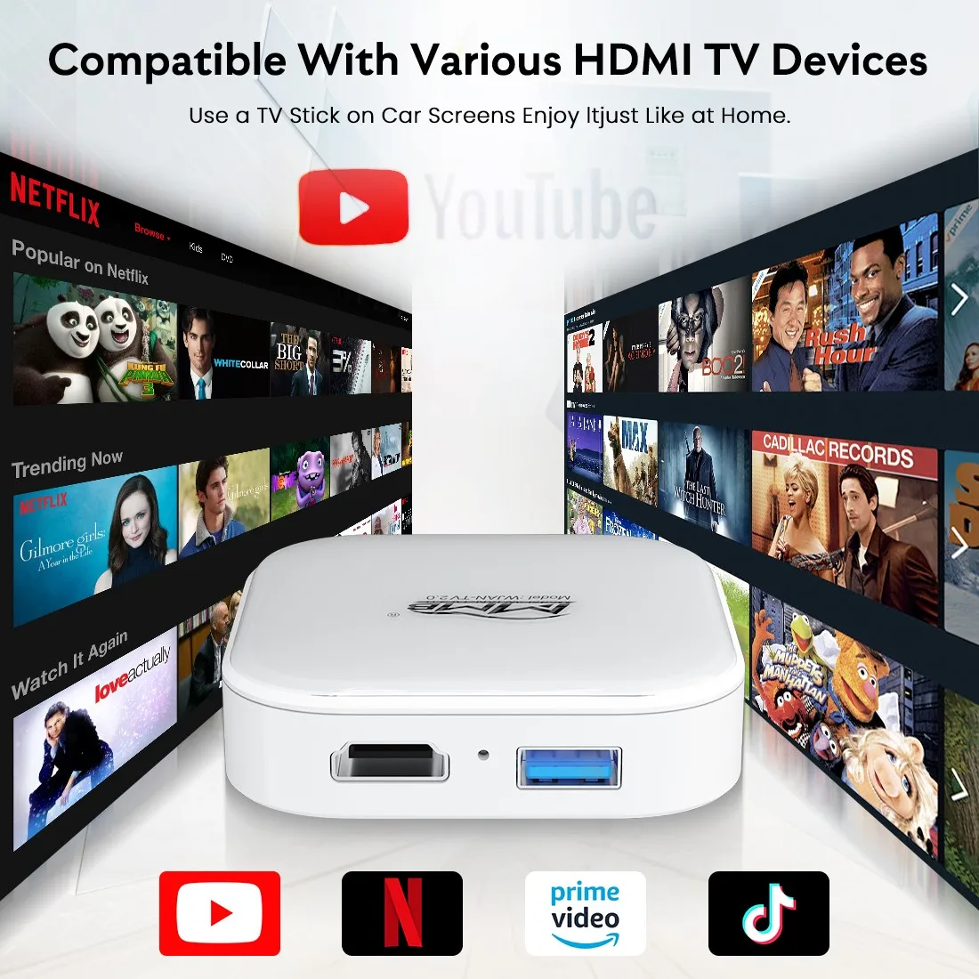 MMB Portable Wireless Carplay TV BOX HD 1080p Wifi Youtube Android 12 Auto Smart Android TV Magic Box Carplay Adapter Universal