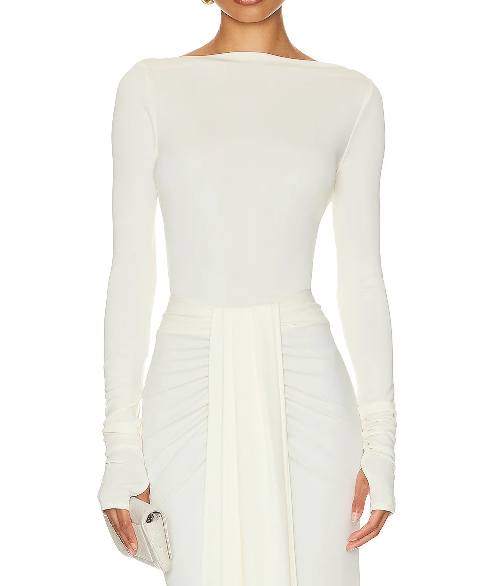 2024 autumn women dress casual elegant new style white matte jarsey dress sexy ladies long sleeve evening wear for summer