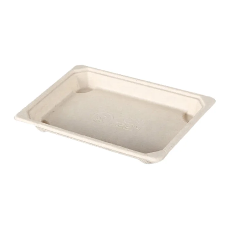 Biodegradable Sugarcane Bagasse Sushi Container Disposable Pulp Products Food Packaging Box With Anti Fog PET Lid