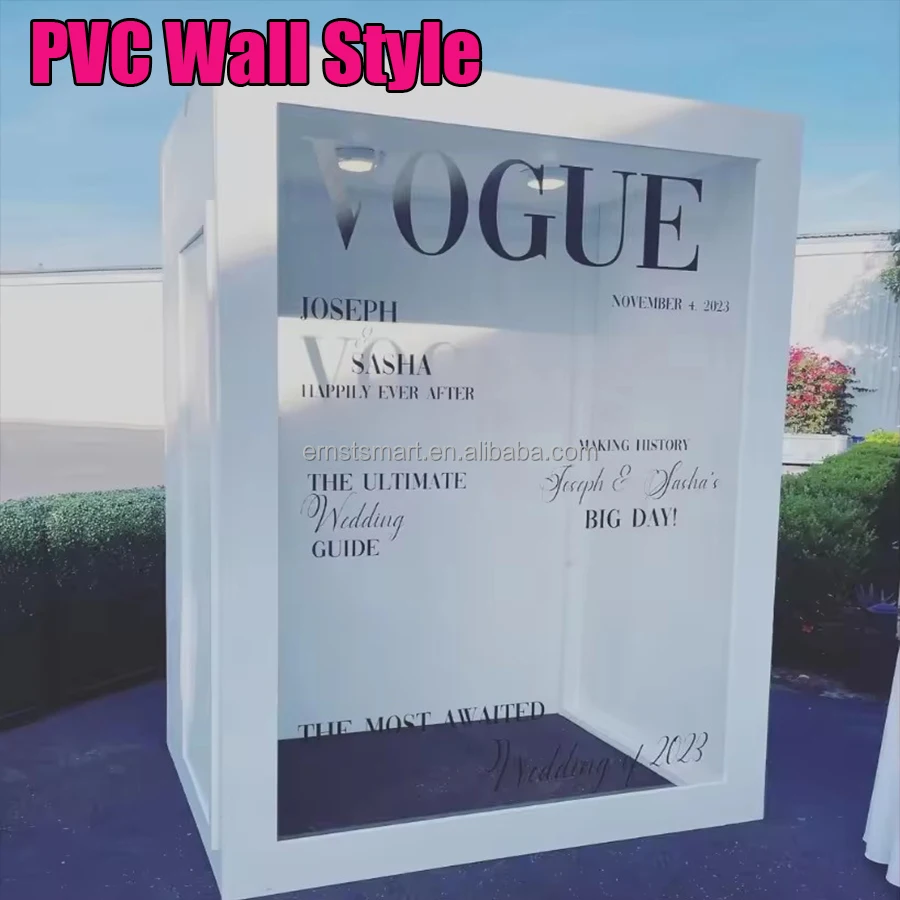 Wedding Photography Magazine Photo Booth Box Backdrop Party Decoration Vogue Photo Booth Props Backdrop With Led Light With Door