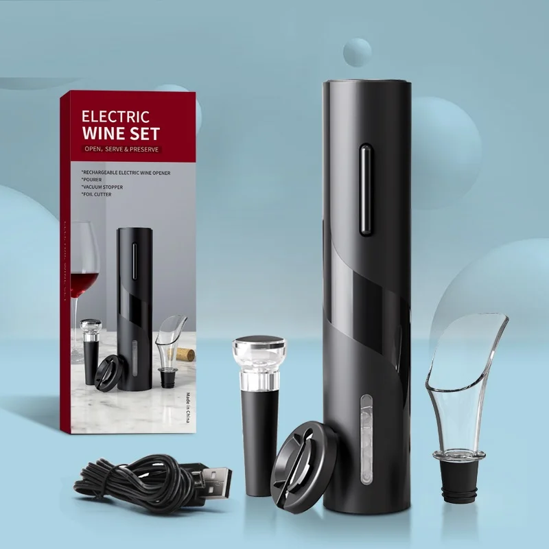 Custom logo wholesales premium automatic corkscrew battery operated rechargeable cordless beer electric wine bottle opener