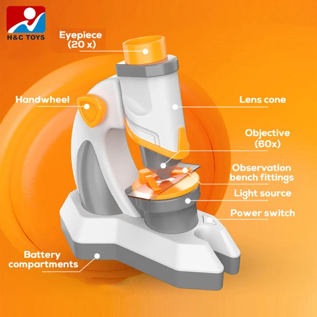 Biological microscope for children educational science magnifying glass toy 1200X kids microscope