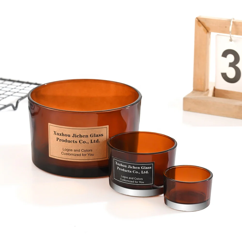 Scented frosted white round big bowl 530ml three wicks glass candle jars with metal lid for home decoration candle making