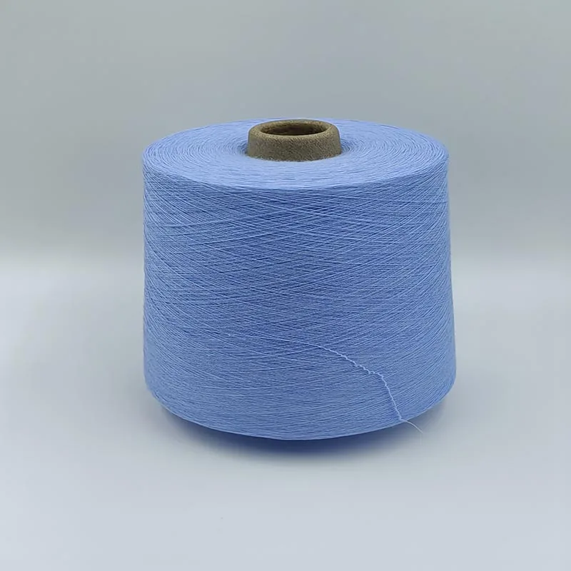 Good Elastic Polyester Cotton Covered Spandex Yarn 32S + 40D Blue Nylon for Textiles Making