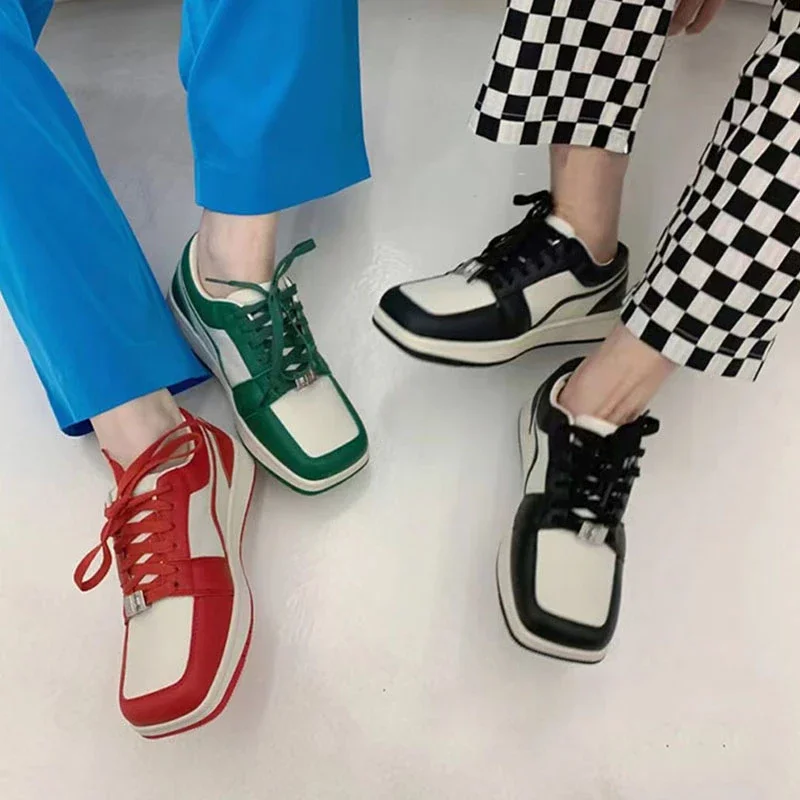 2022 Fashion Casual Genuine Leather Sneakers Women Men Casual Leisure Rivets Running Unisex Walking Tennis Shoes