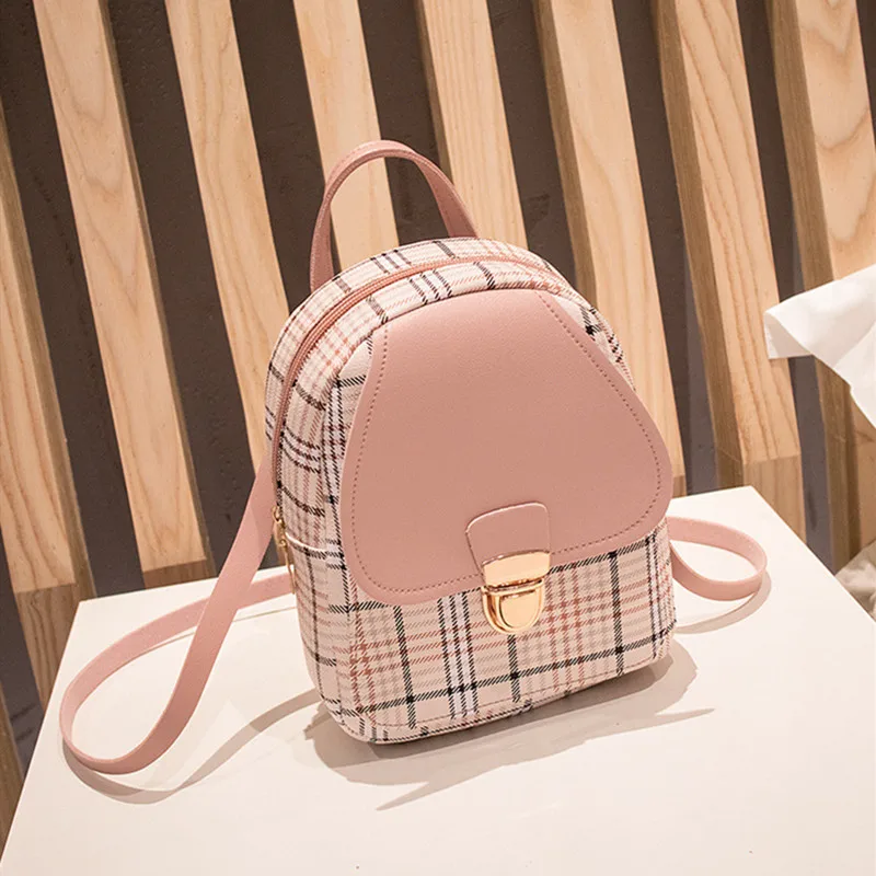 Mini Backpack summer Crossbody Bag For Teenage Girl Plaid Women Shoulder Phone Purse Korean Style New Trendy Female Bagpack