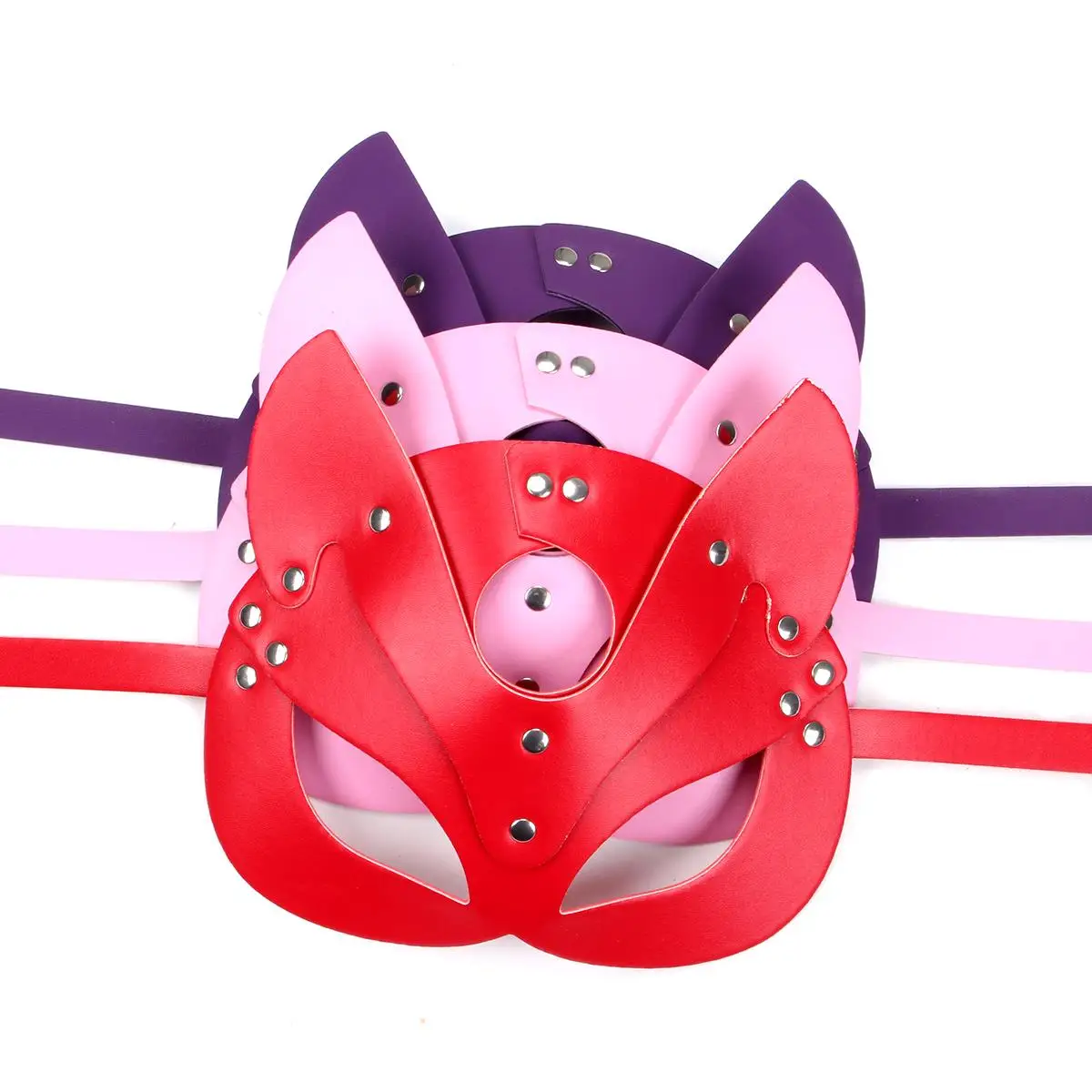 MOGlovers Pu Leather Sex Toys Cosplay Kit Hald Face Eye Masks  Accessories Fox or to the Face Mask Sexy Costumes for Adult