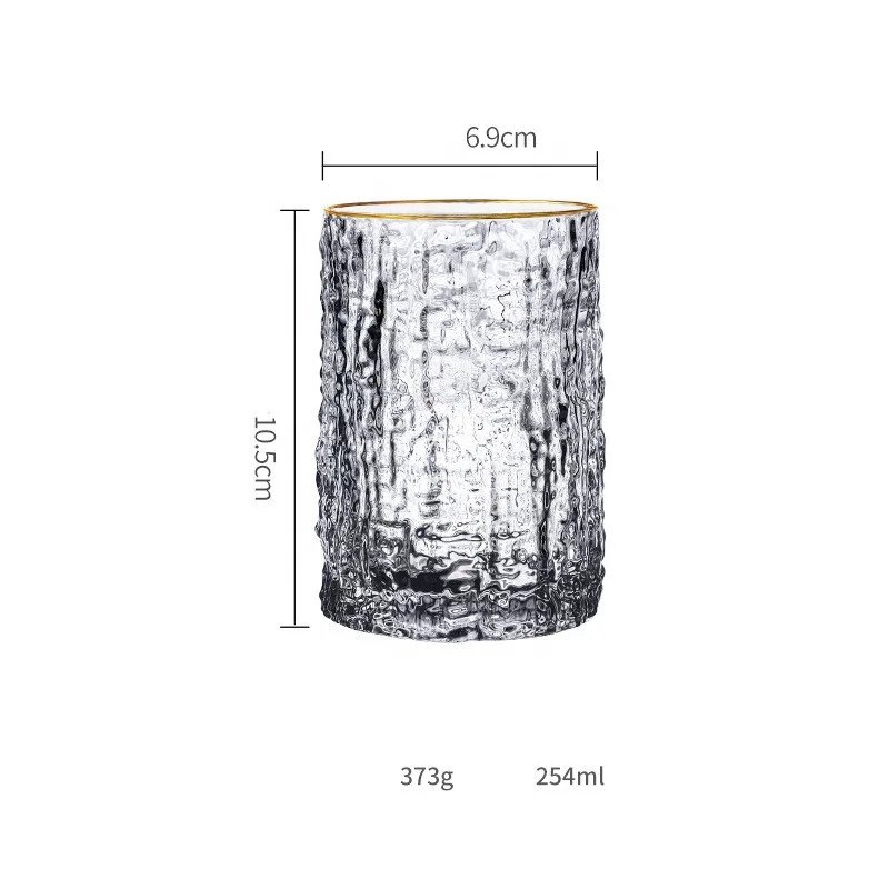 Korean Ins Wind Creative Tree Bark Grain Cold Drink Glass Water Cup Crystal Simple Juice Milk Tea Cups Glacier Glasses
