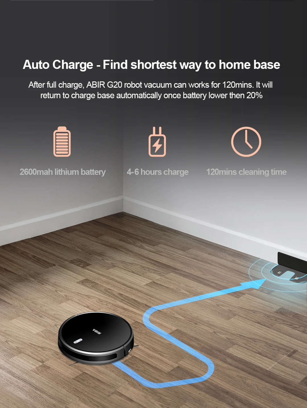 Self Charge Vacuum Robot Cleaner WiFi App Control Smart Sweep Robot Vacuum Cleaner with Mopping ABIR G30