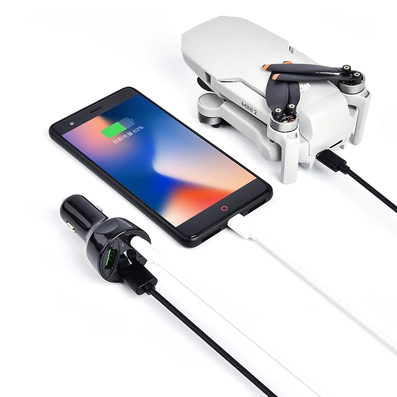 3 in 1 Intelligent frequency division Car Charger for DJI Mini 2 Remote Controller Drone Accessory