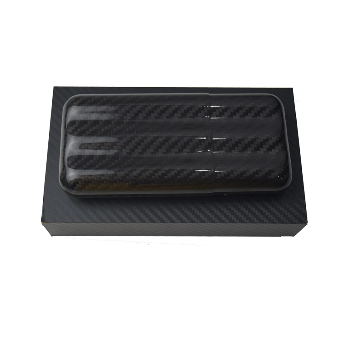 
Real 3K Carbon Fiber 3-Finger High Strength Cigar Tube Case 