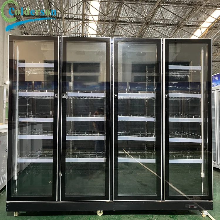 High Quality Fan Cooling Commercial Glass Upright Display bakery display shelves Refrigerator Fridge Showcase