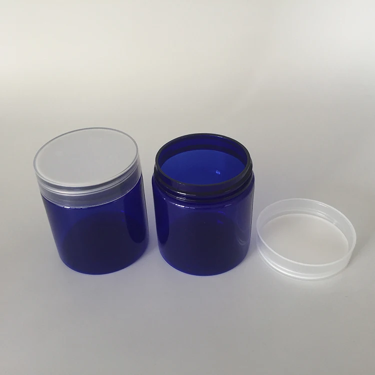In stock 80ml 80g plastic PET blue color cosmetic jar with plastic screw cap, 80 gram pot container for persnal care face cream