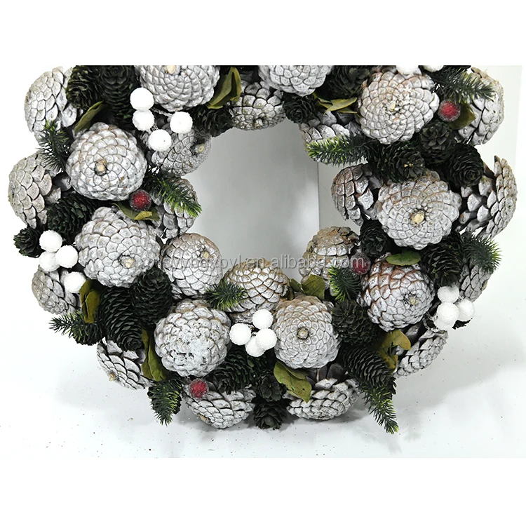 Pinecone wholesale beautiful front-door decoration wreaths new Christmas product for Cheap hanging festival wreaths
