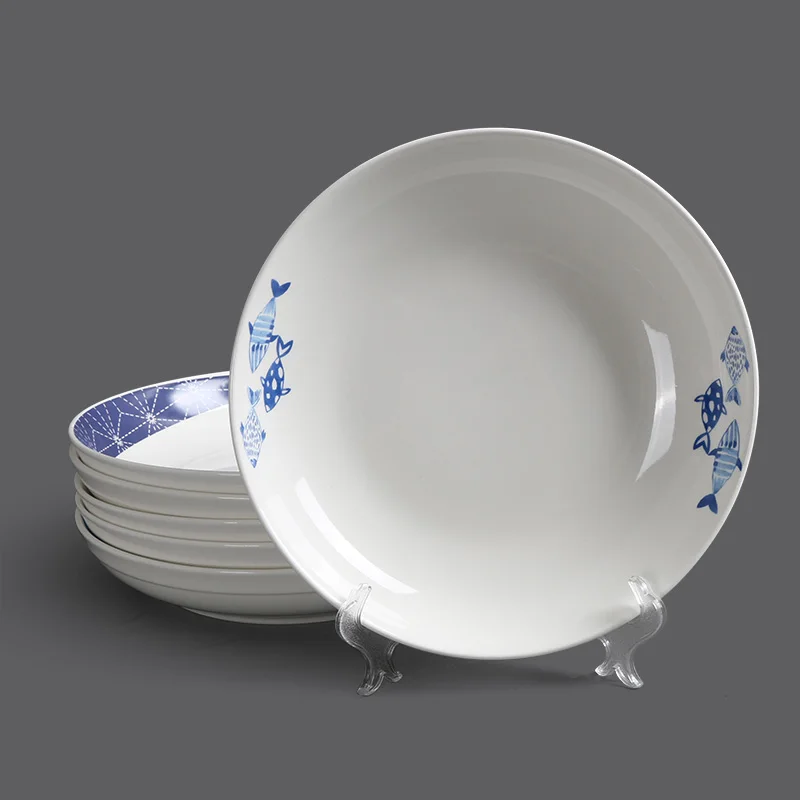 Clear Style Print Shape Accept Custom Size Tableware Ceramic Round Deep Dish Soup Plate