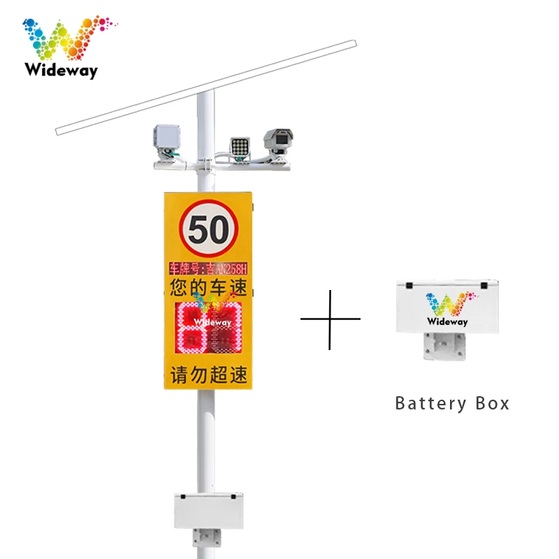 Vehicle speed screen Outdoor vehicle speed feedback with background system Solar radar capture radar speed sign