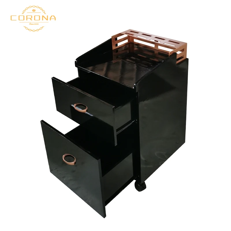 Cheap Stainless Steel Metal Plated Gold Salon Barber Trolley For Hair Salon