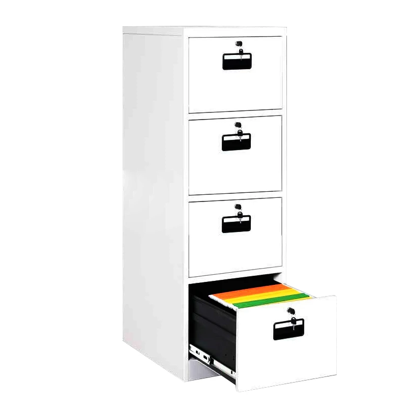 White Steel Storage Cabinet 4 Drawer Cabinet China Export Office 4-Drawer Vertical Filling Cabinet Steel Metal