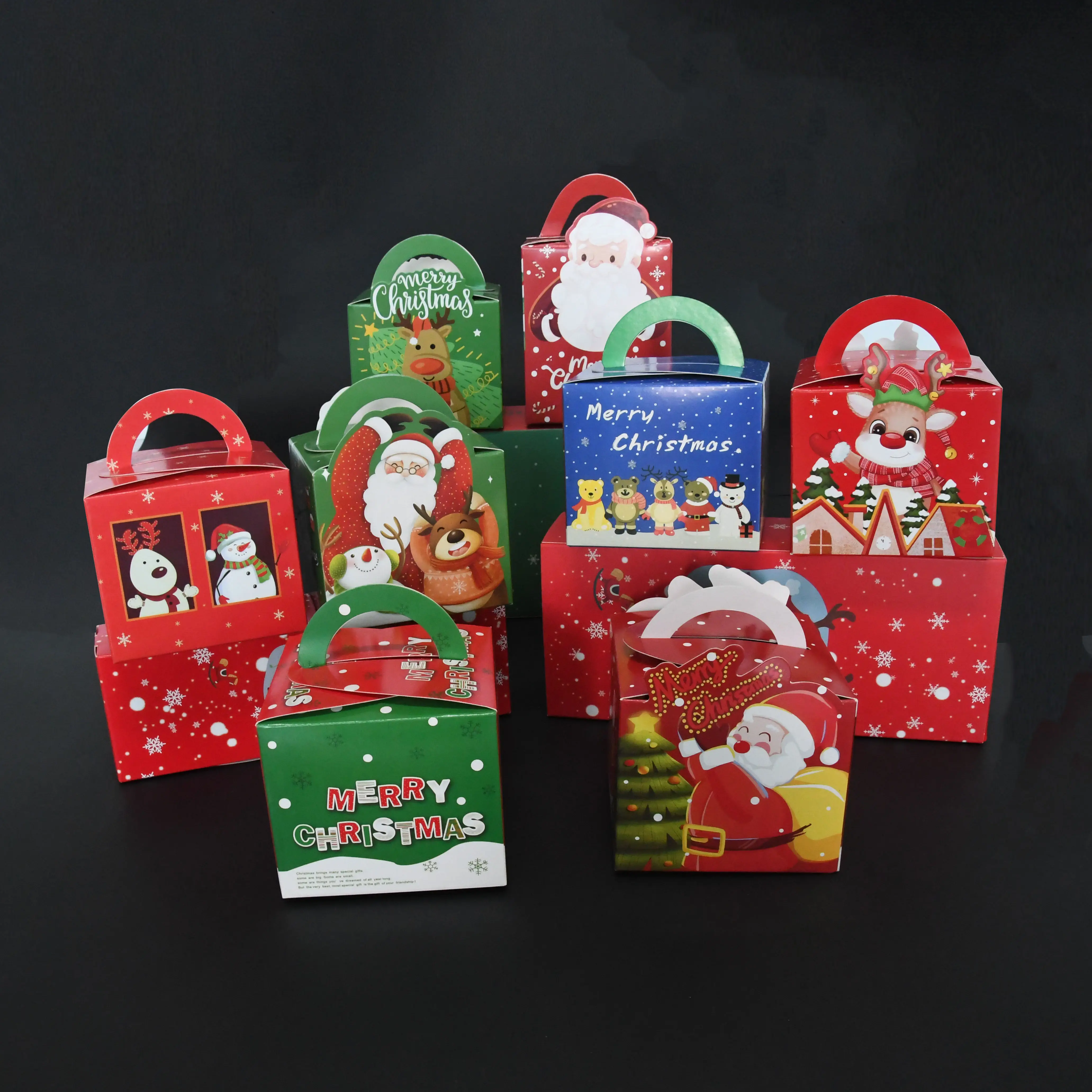 Custom Printed Portable Gift Eve Apple Sweets Box Biscuits Packaging Paper Christmas Cake Paper Box