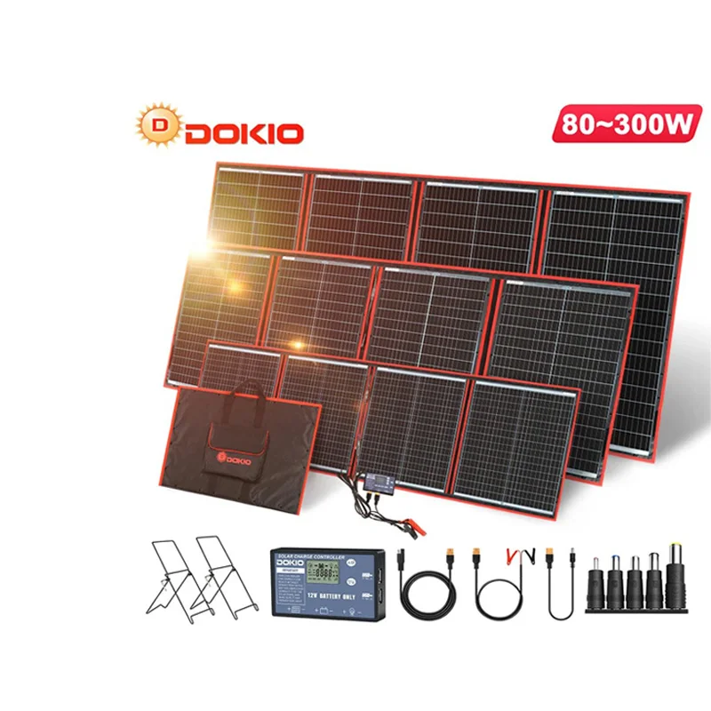 Dokio 18V 80W 100W 150W 200W 300W Flexible Foldable Solar Panel lightweight For Camping/Car/RV Germany