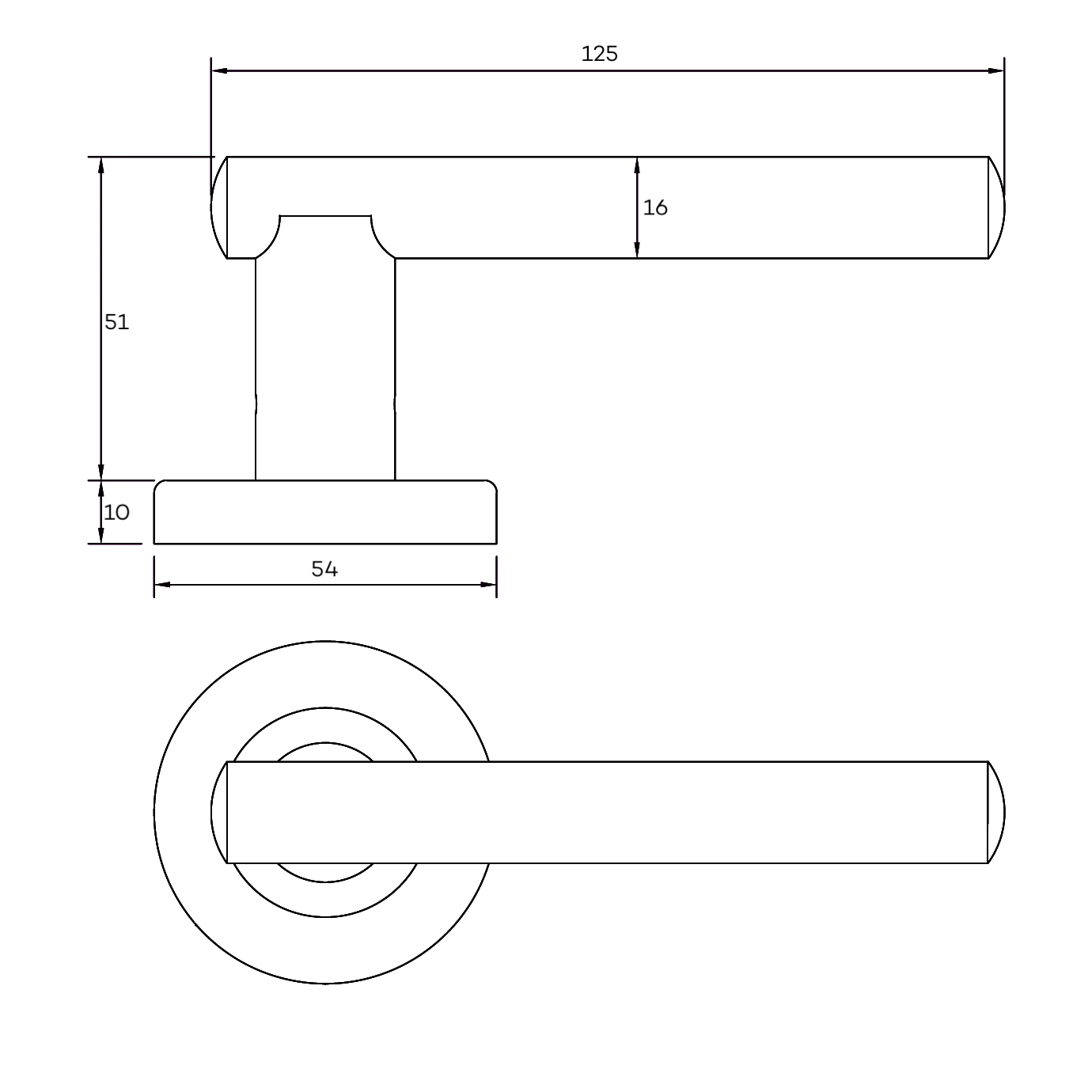 Stainless Steel 304 Tubular Door Lever Handle on Rose