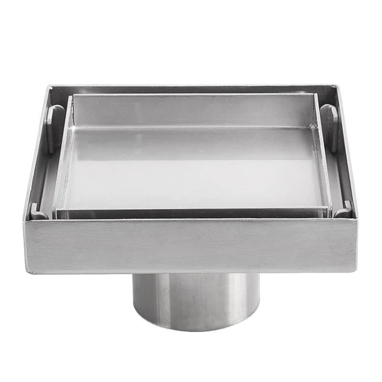 
Square Tile Invisible Insert Bathroom Trap Sus304 Anti Odor Linear Stealth Deodorant Stainless Steel Cover Shower Floor Drain 