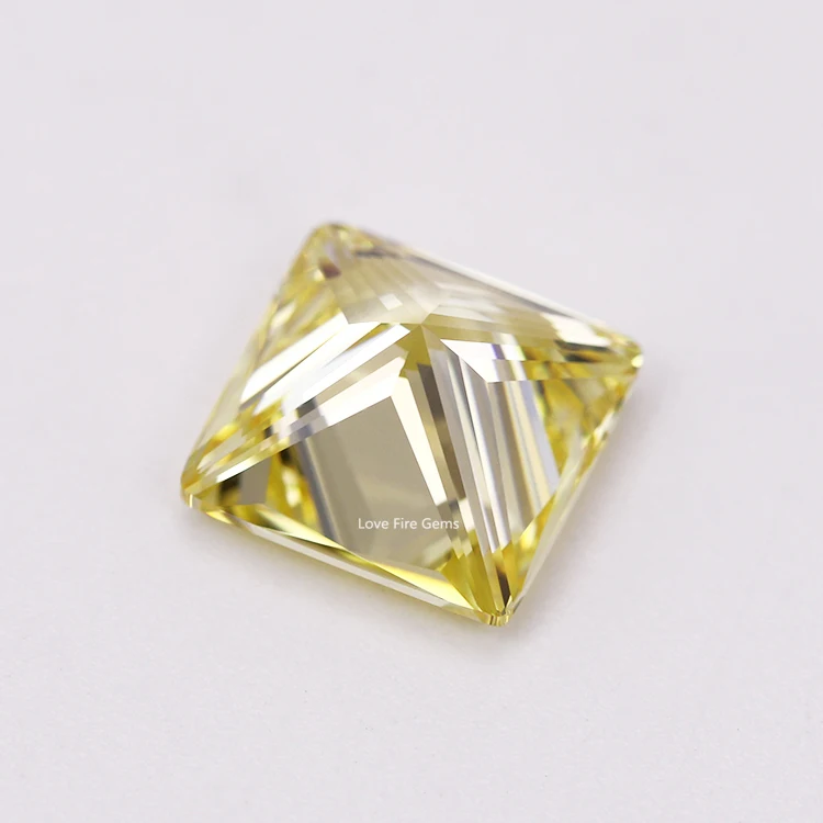 all sizes synthetic gemstones canary yellow cz stone zircon square shape princess cut fancy stone yellow cz
