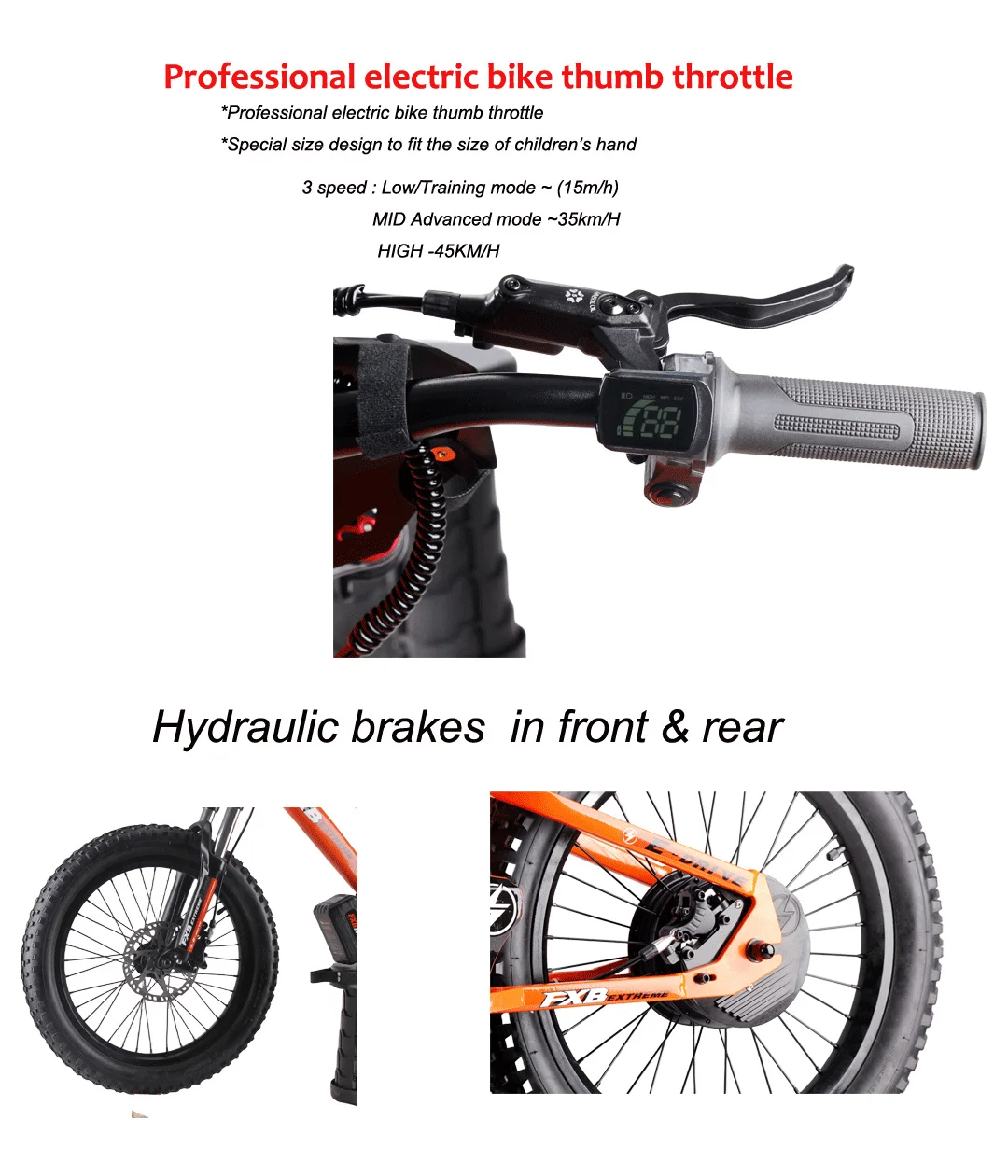 hot 20inch Spoke CN round stainless steel Hydraulic adjustable fork Lithium Battery Electric balance bike