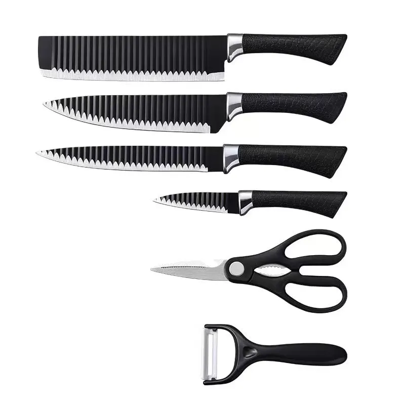 Black Wave Six Piece Kitchen Knife Set Stainless Steel Multi-Purpose Knife Set Colorful Gift Box Business High Hardness Knife