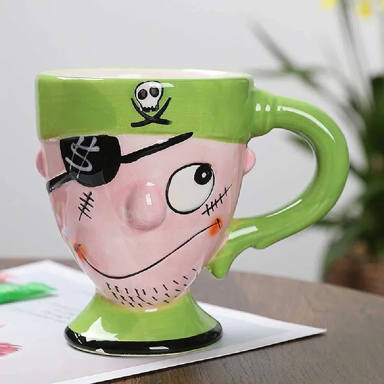 Wholesale New Creative 3D Pirate Carton Funny Ceramic Coffee Mugs Customized Personalized Hand-Painted Ceramic Mugs