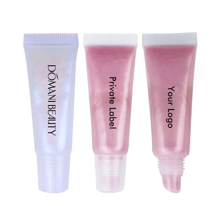 
6 Colors Holographic lipgloss Cream Squeeze Tube Lipgloss Base Nude Glossy Glitter Custom Logo Vendors Private Label Lip Glosses 