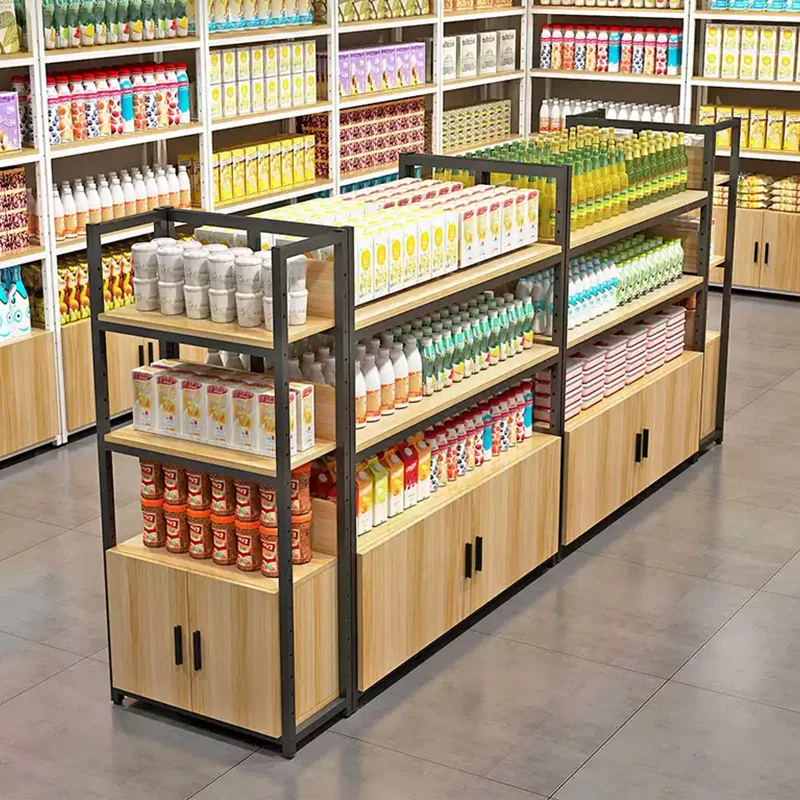 Деревянная многофункциональная стойка для хранения в супермаркете витрина напитков индивидуальный производитель мебели OEM/ODM