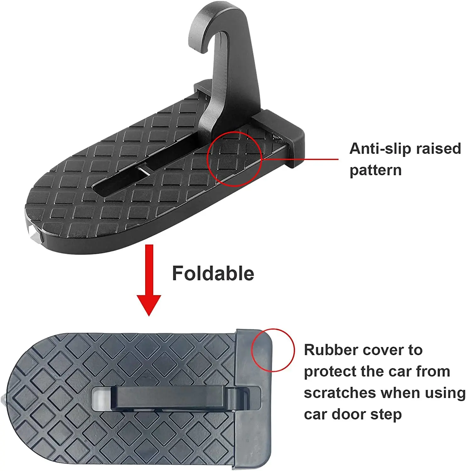 Car Door Step Foldable Roof Rack Door Step Up on Door Latch Glass Breaker Safety Hammer Easy Roof Access For Car
