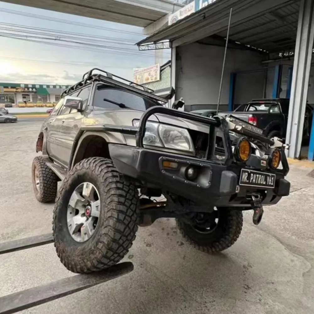 Auto Accessories Heavy Duty Powder Coated Black Steel Bullbar Front Bumper For Patrol Y61 Y62 Y63