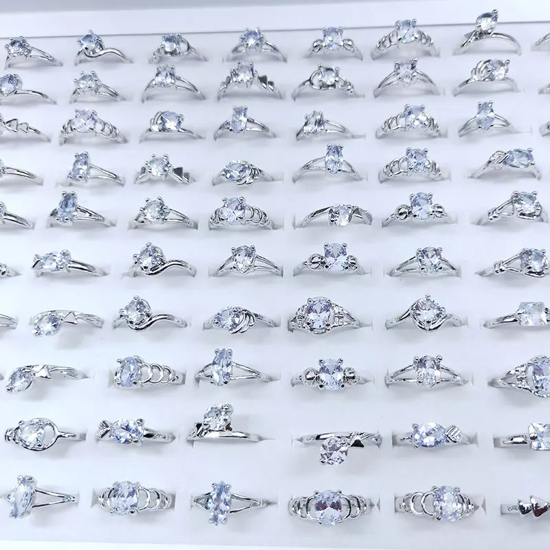 Fashion Zircon Fine Jewelry Women Claw Set Diamond Crystal Rings Rhinestone Finger Rings Engagement Rings