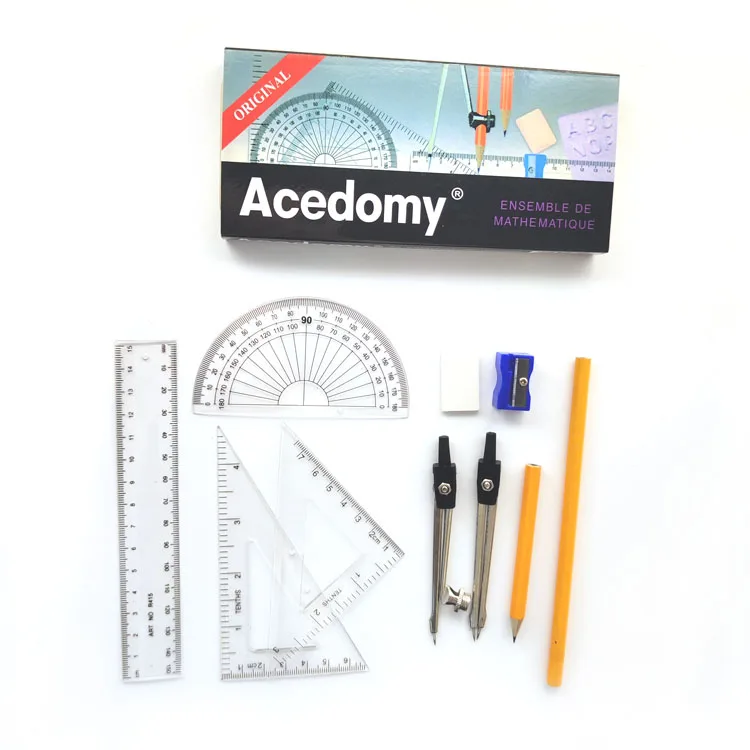 Cheap Price Mathematical Instruments Compass Divider Ruler Protractor Geometry Math Set for Drawing