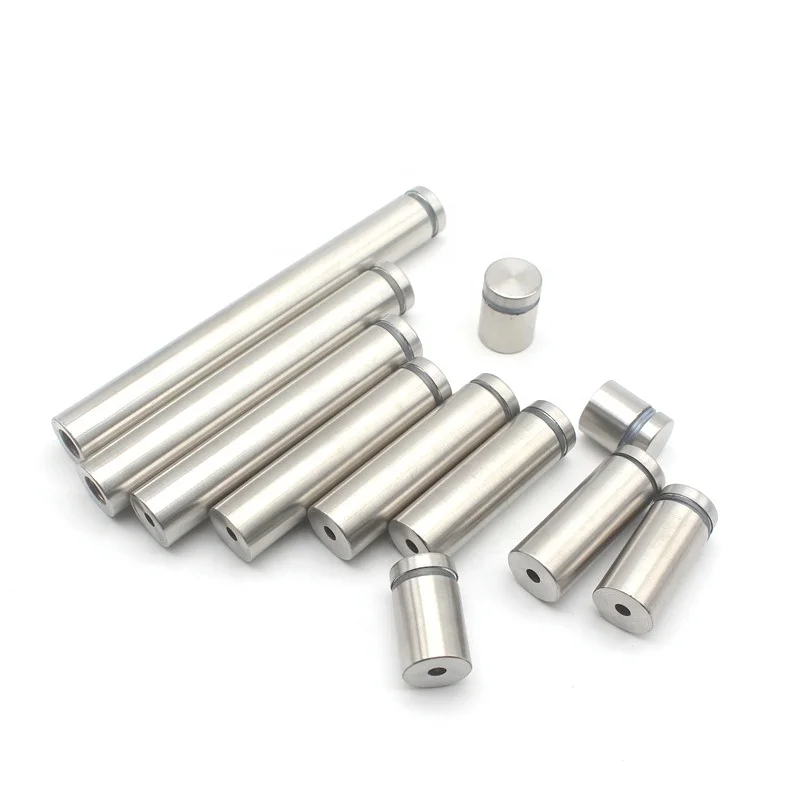 25*25mm Hollow wall mounted standoff pin advertisement fixing screws oem 201 screw lock glass railing sign standoff