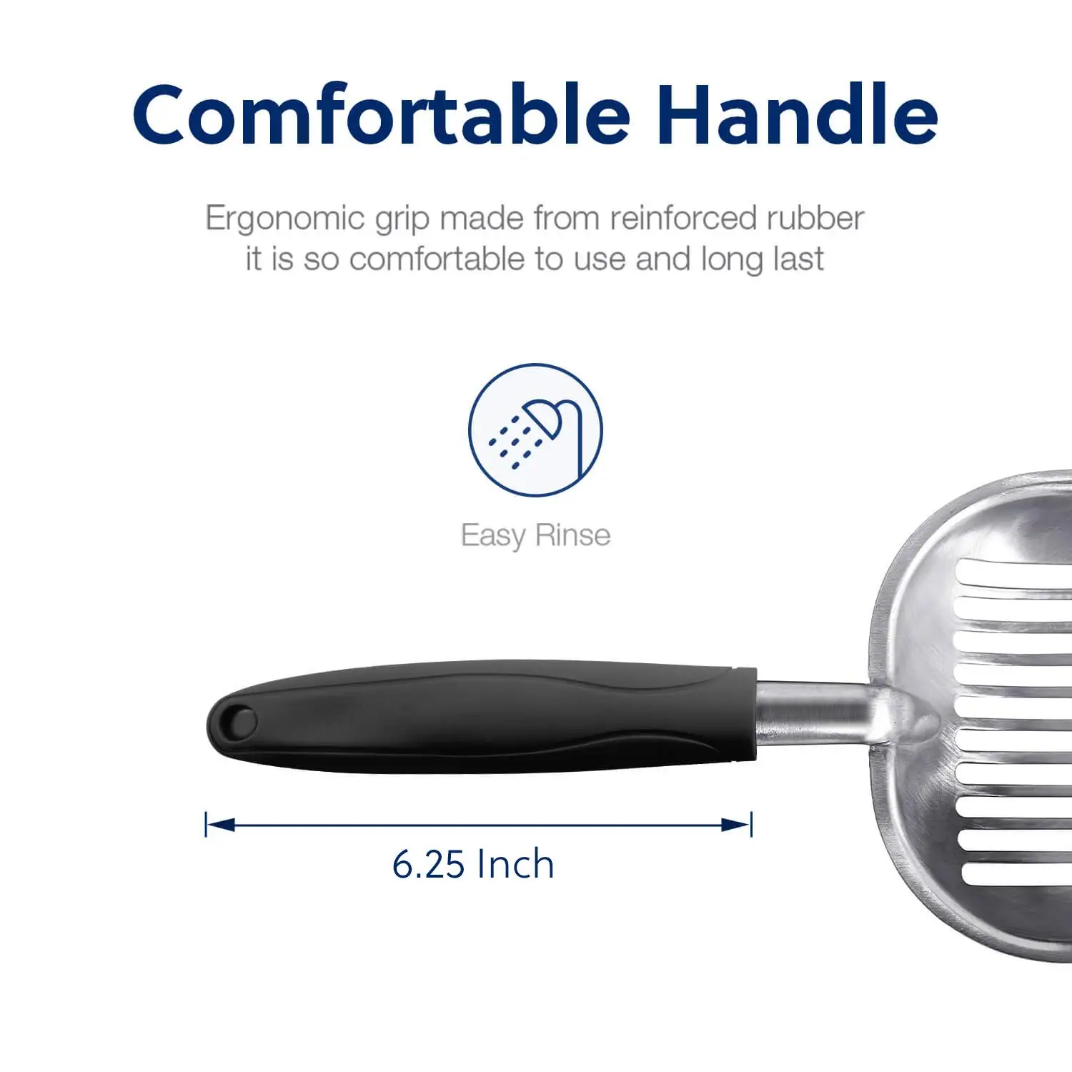 Petdom Aluminum Alloy Sifte Cat Litter Scoop With Long Handle Durable Deep Metal Cat Litter Shovel