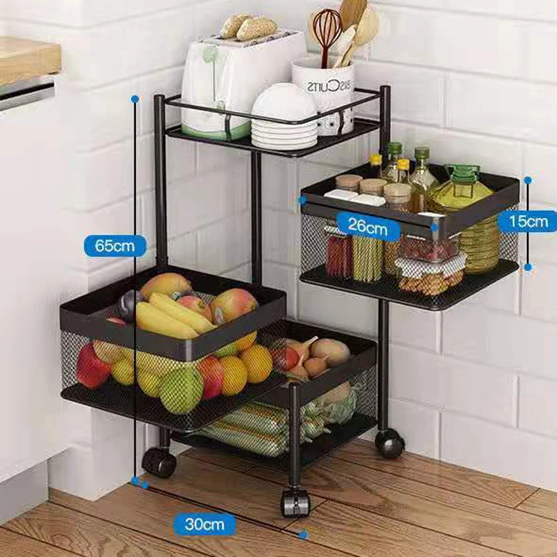 
Kitchen Rotating Basket Storage Rack Fruit Vegetable Shelf 360 Degree Rotating Baskets Rack Kitchen Floor Multi-layer shelves 