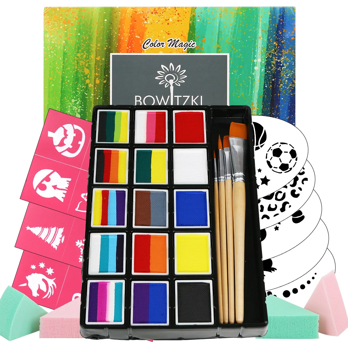 Face Painting Kit Kids Facepaint Kids Face Paint 12 Colors Stencils Safe and Easy to Use Face Paint Kit