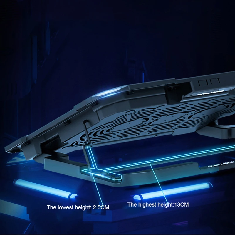 6 Levels Height Wind Speed Adjustable Gaming Radiator Notebook Cooler USB Laptop Cooling Pad With 5 Fans And LED Light