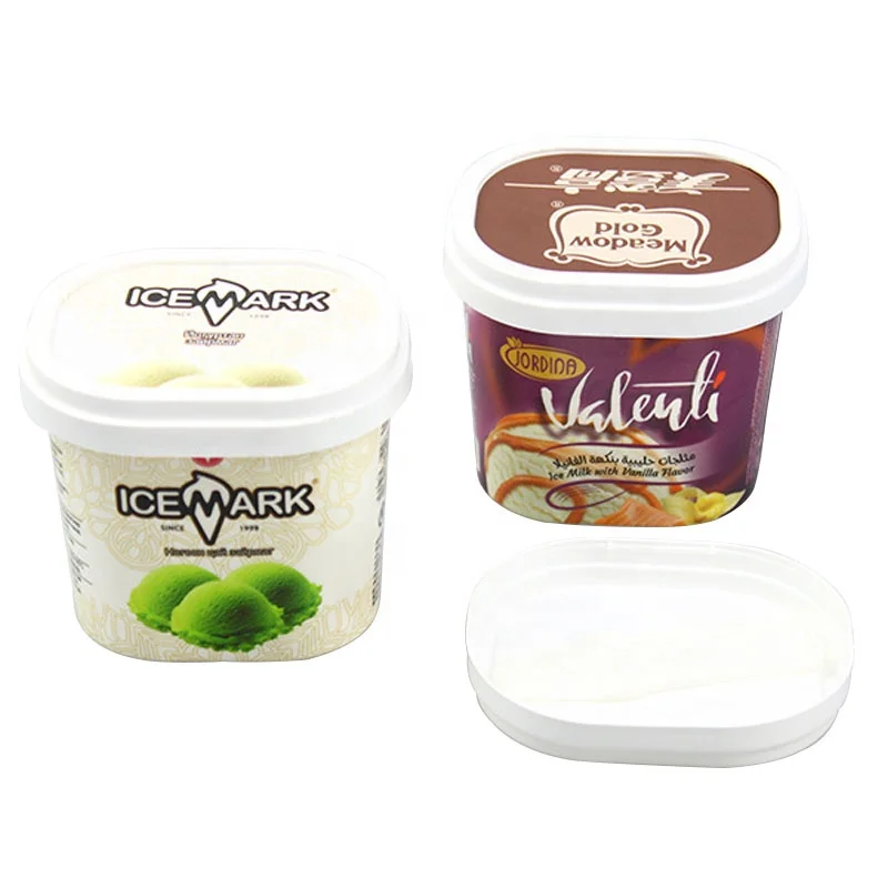 Square Disposable Paper Cups Pudding Ice Cream Jelly Cake Paper Container with custom printing