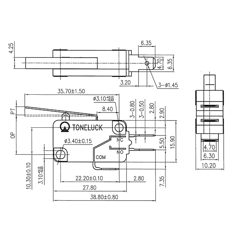 China Manufacturer Factory Metal Straight Lever SPDT ON-OFF OFF-ON Microswitch Sensor Rice Cooker Limit Switch