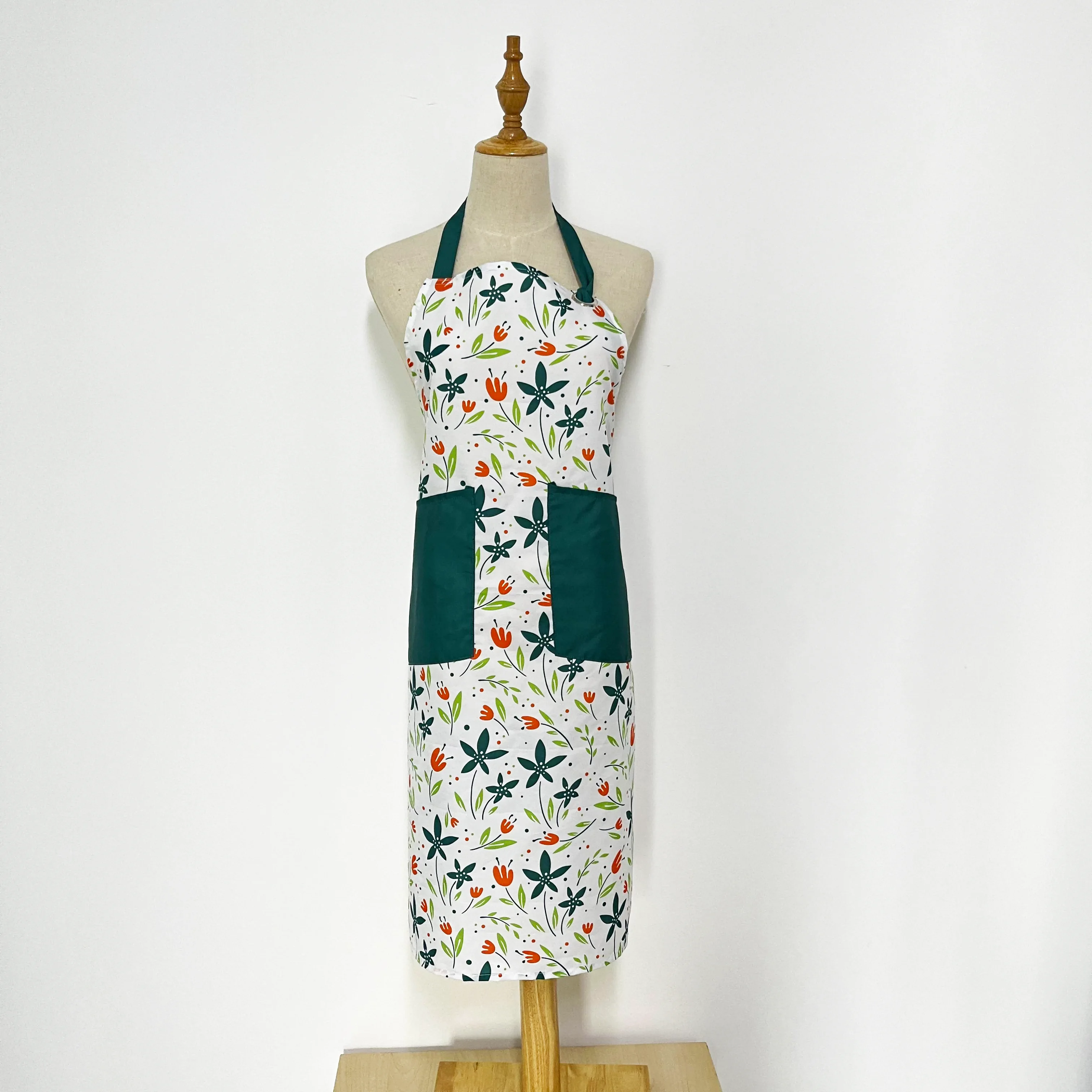 Customized OEM Logo Design Chef Cotton Polyester Waiter Unisex Cooking Cleaning Kitchen Aprons Work Cafe Restaurant Aprons