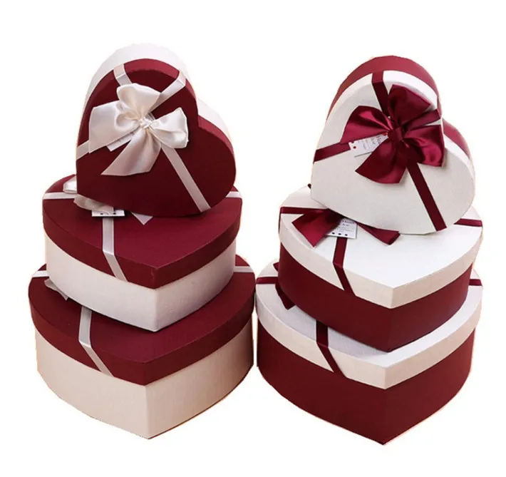 Two Pieces Premium Customized Rigid Cardboard Gift Wedding Red Heart Shape Chocolate Box