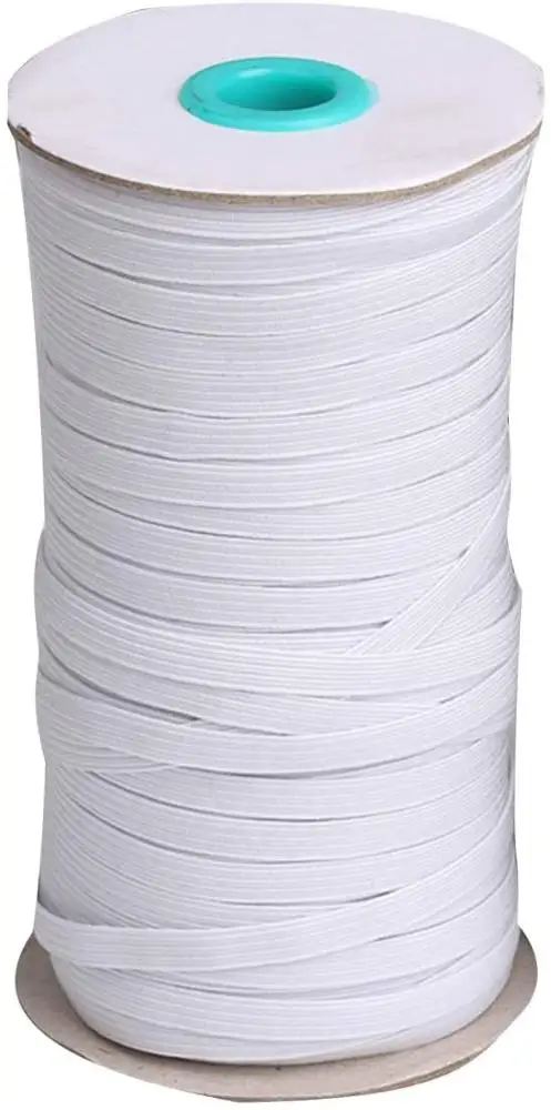 Stock 3mm 5mm 6mm 9mm 12mm sewing black white flat band rope earloop cord stretch knit braided elastic cord string