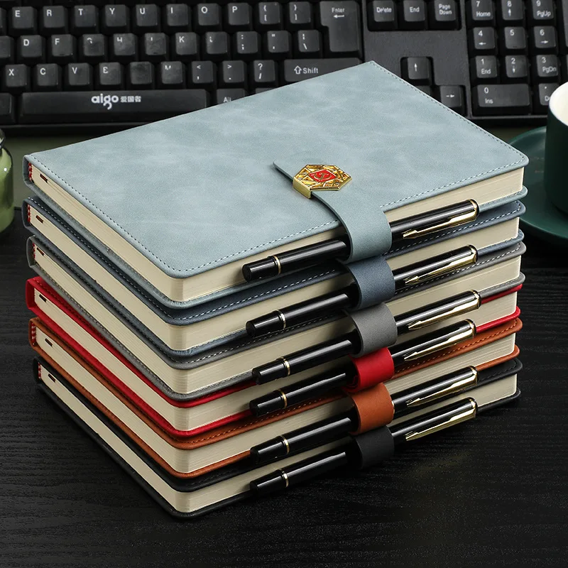 custom logo business pu leather promotional notebook gift set